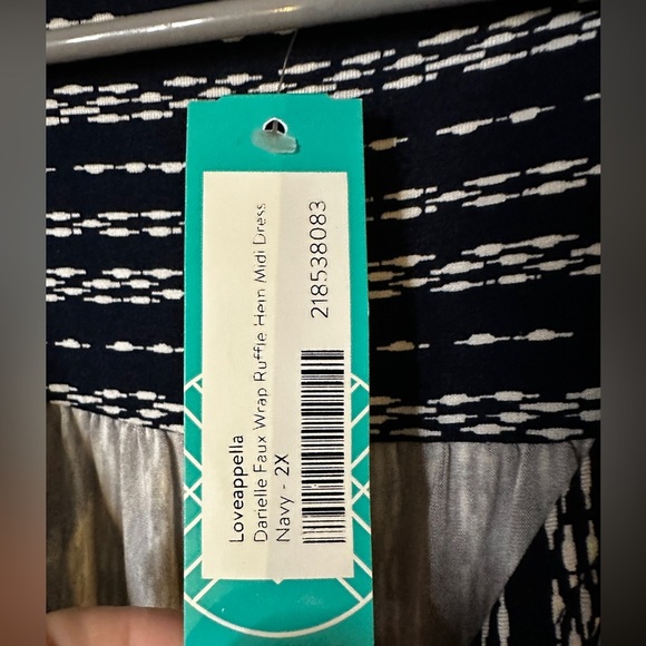 NWT Loveappella Darielle Faux Wrap Ruffle‎ Hem Midi Dress 2X - Picture 5 of 6